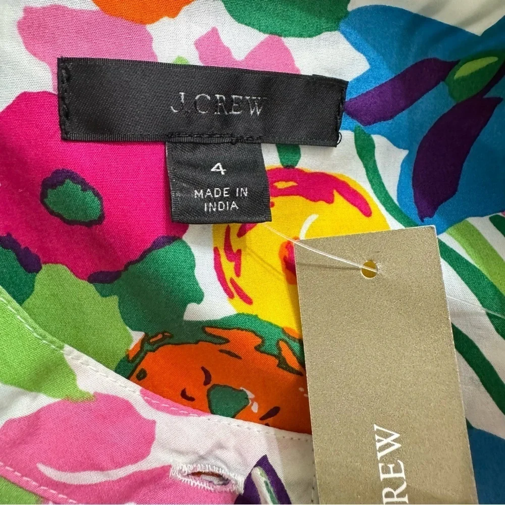NWT J.Crew Puff-sleeve Dress in Vibrant‎ Garden Print Floral Tiered Shift 4